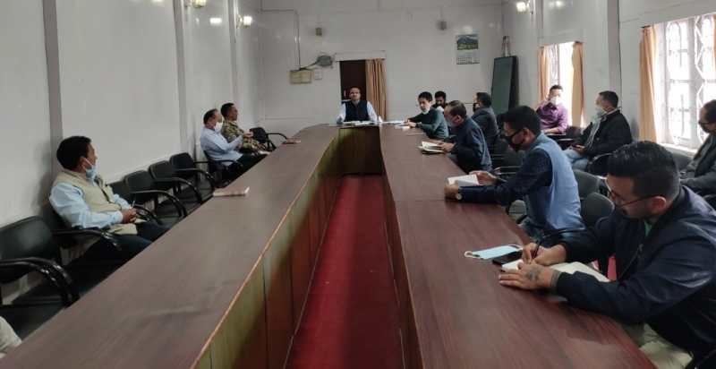 Tuensang District Task Force for COVID-19 meeting held under the chairmanship of Deputy Commissioner and Chairman TDTF, Kumar Ramnikant at DC Conference Hall Tuensang on June 3. (DIPR Photo) 